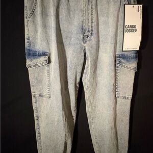 Almost Famous Light Wash Cargo Jogger Jeans (NWT)